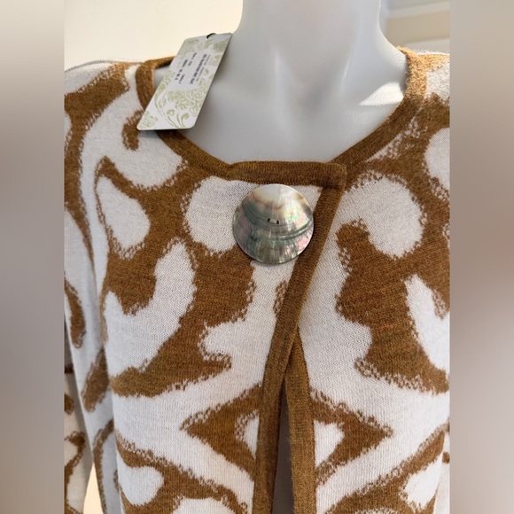 NWT High End Peruvian Connection Rajasthan Knit Gold and Cream Sweater Coat XS - Picture 6 of 9